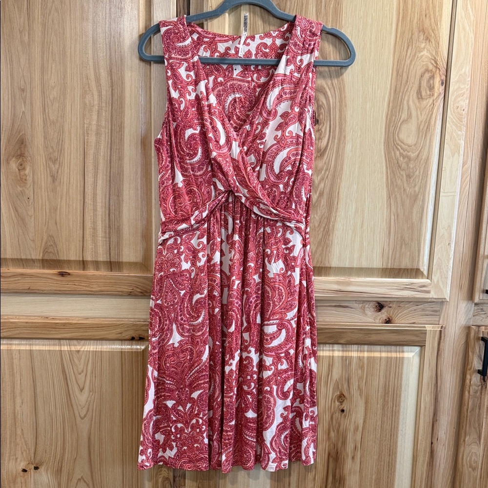 Soma Business Casual Daily Wear Sleeveless Red Paisley Print Midi Dress Sz M